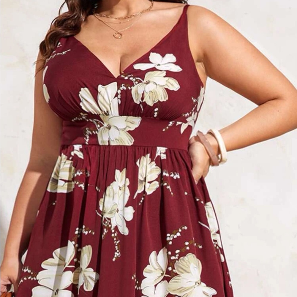 Boho floral print crisscross back cami maxi dress - Picture 4 of 5